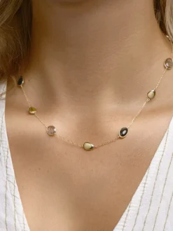 Geelgouden collier met onyx en rutielkwarts + Luxe cadeau