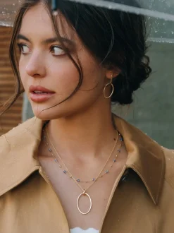 Geelgouden collier met open hanger + Luxe Cadeau