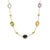Geelgouden collier met peridot, topaas, citrien en amethist + Luxe Cadeau