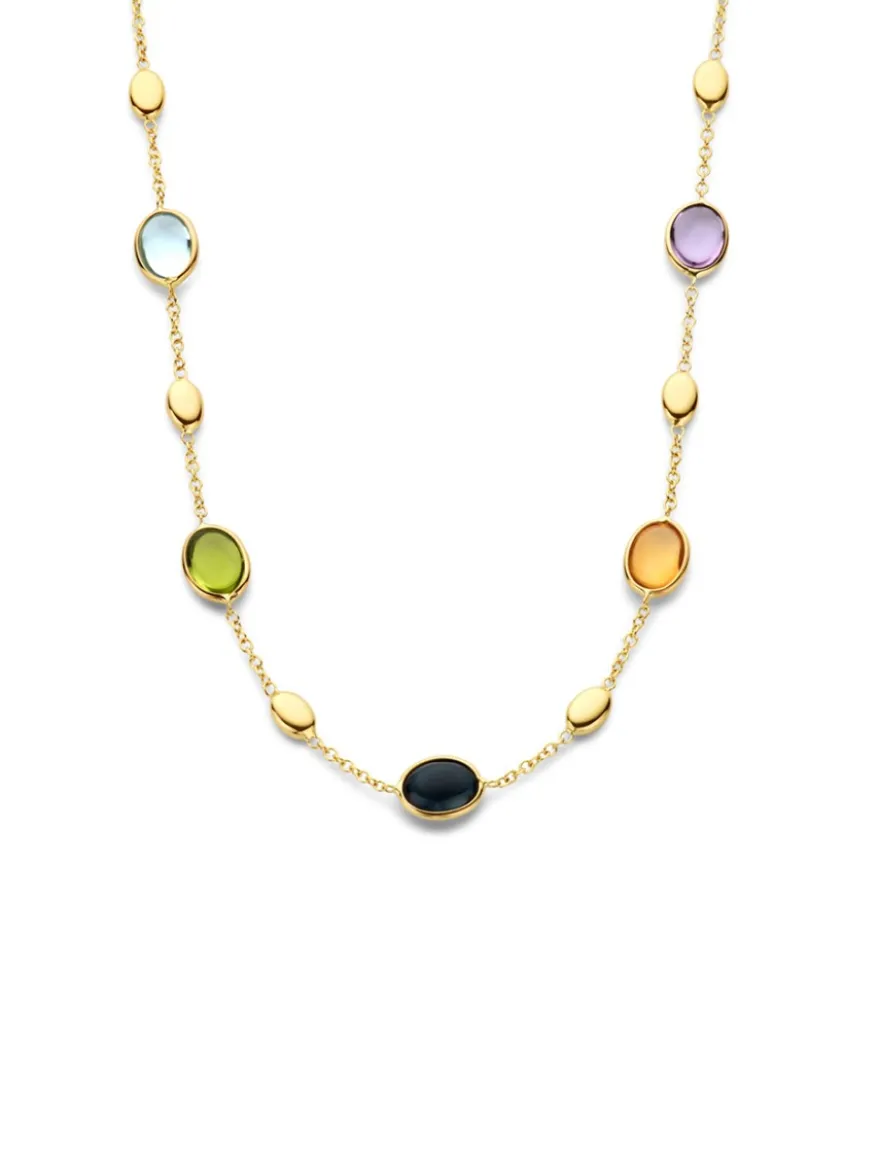 Geelgouden collier met peridot, topaas, citrien en amethist + Luxe Cadeau