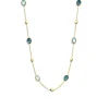 Geelgouden collier met topaas en london blue topaas + Luxe Cadeau