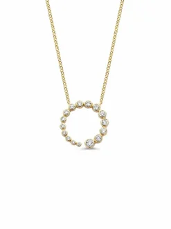 Geelgouden collier ronde hanger briljant + Luxe Cadeau