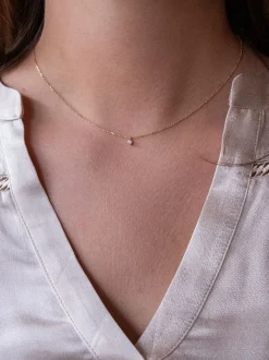 Geelgouden collier met briljant 0.05crt. + Luxe Cadeau