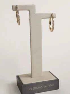 Geelgouden creolen briljant 0,43crt + Luxe cadeau