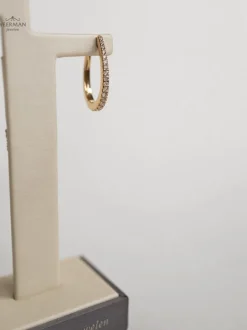Geelgouden creolen briljant 0,43crt + Luxe cadeau