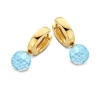 Geelgouden creolen met blauwe topaas + Luxe Cadeau