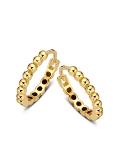 Geelgouden creolen met bolletjes + Luxe Cadeau