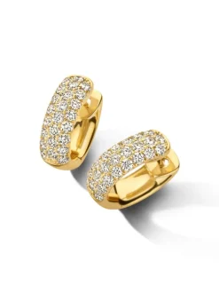 Geelgouden creolen met diamant 1,28crt. + Luxe Cadeau