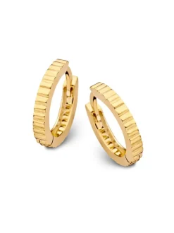 Geelgouden creolen met patroon + luxe cadeau