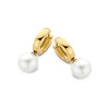 Geelgouden creolen met parel + Luxe Cadeau