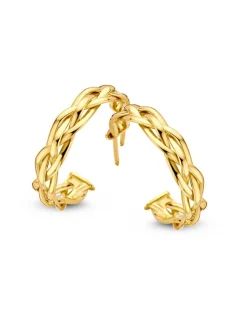 Geelgouden creolen met vlechtpatroon 20mm + Luxe Cadeau