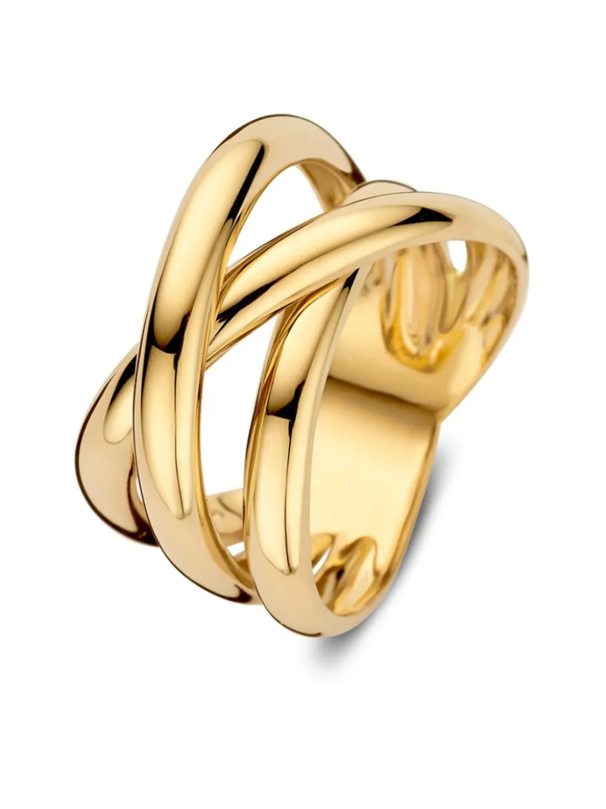 Geelgouden cross-over ring + Luxe Cadeau