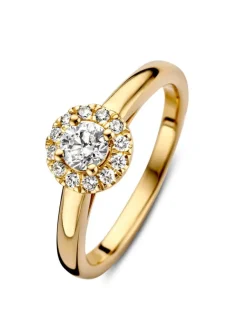 Geelgouden entourage ring met briljant + Luxe cadeau