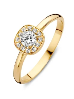 Geelgouden entourage ring met zirkonia + Luxe Cadeau