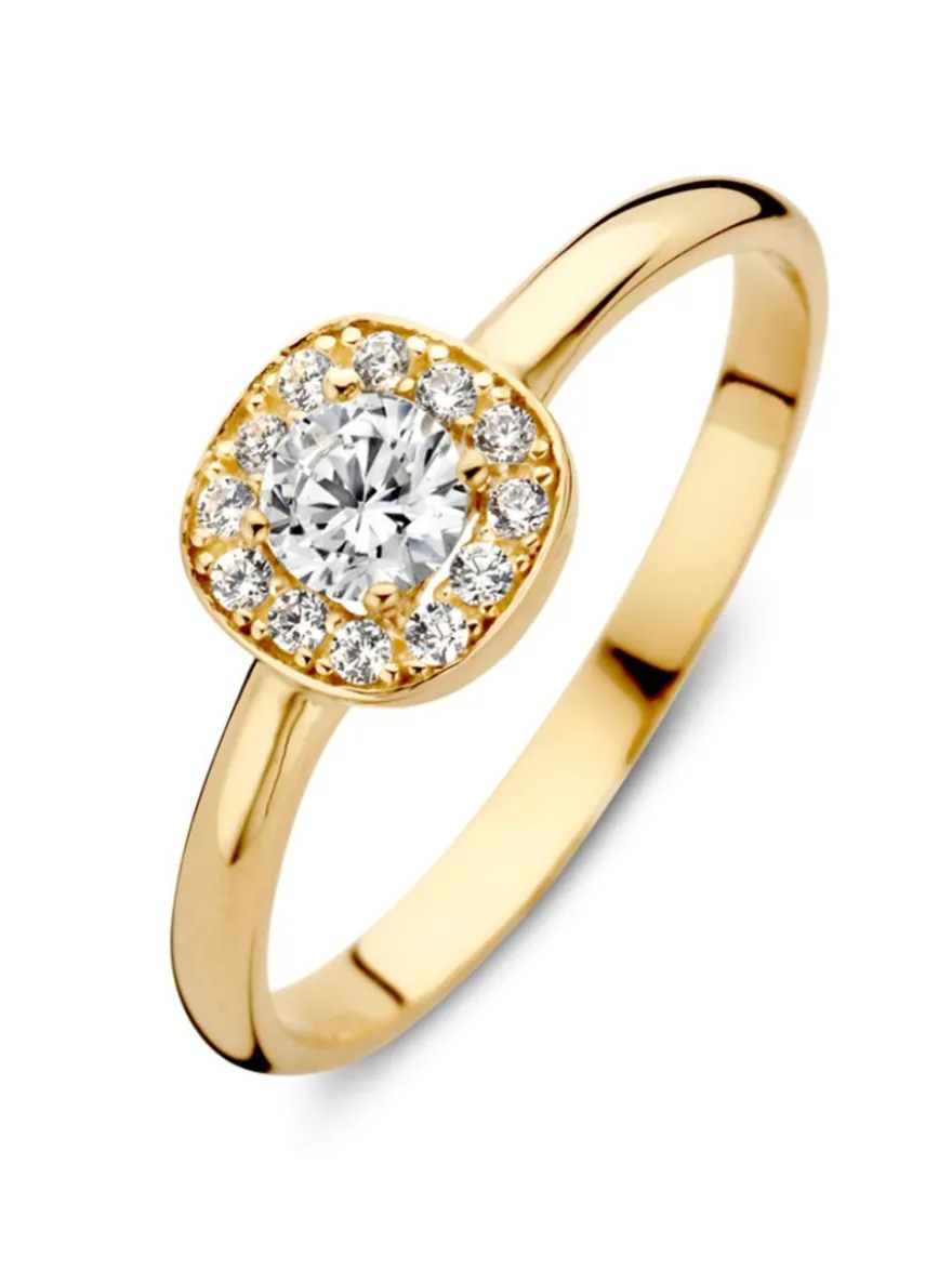 Geelgouden entourage ring met zirkonia + Luxe Cadeau