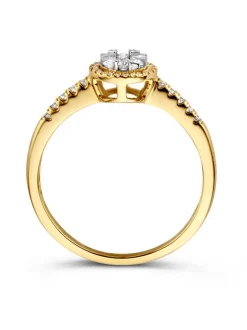 Geelgouden entourage ring met briljant 0.24crt. + Cadeau
