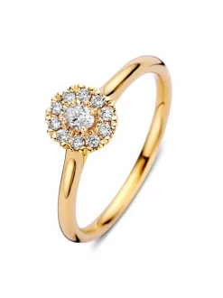 Geelgouden entourage ring met briljant 0,21crt. + Luxe Cadeau