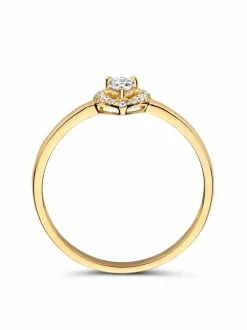 Geelgouden entourage ring met peer zirkonia + Luxe Cadeau