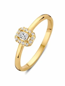 Geelgouden entourage ring met emerald zirkonia + Luxe Cadeau