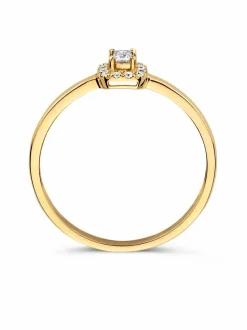 Geelgouden entourage ring met emerald zirkonia + Luxe Cadeau
