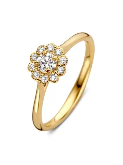 Geelgouden entourage ring met diamant 0.43crt. + Luxe Cadeau