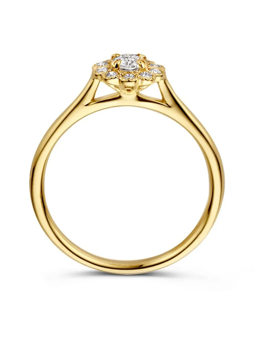 Geelgouden entourage ring met diamant 0.43crt. + Luxe Cadeau