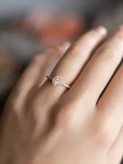Geelgouden entourage ring met ovale diamant 0.40crt.