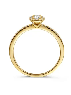 Geelgouden entourage ring met ovale diamant 0.40crt.