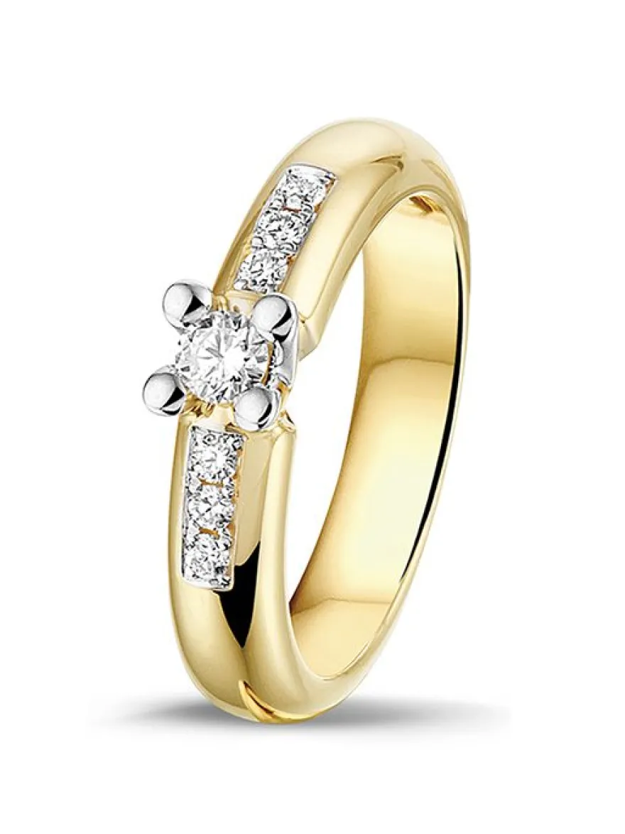 Geelgouden jubileumring briljanten 0,25 crt + Luxe cadeau