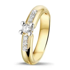 Geelgouden jubileumring briljanten 0,25 crt + Luxe cadeau