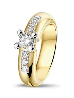 Geelgouden jubileumring met briljanten 0,50 crt. + cadeau