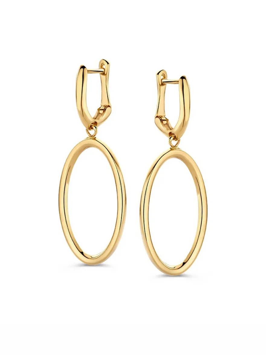 Geelgouden oorhaken met open hanger + Luxe Cadeau