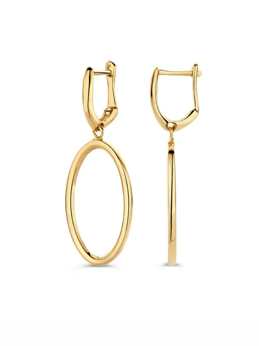 Geelgouden oorhaken met open hanger + Luxe Cadeau