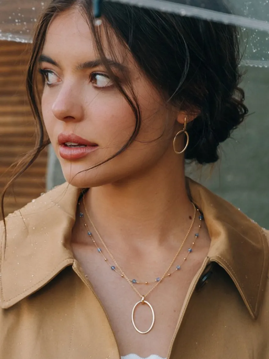Geelgouden oorhaken met open hanger + Luxe Cadeau