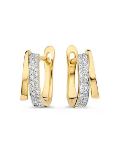 Geelgouden oorringen met diamant 0,18crt. + Luxe Cadeau