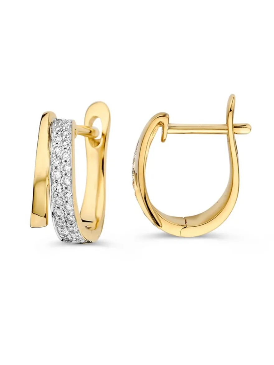 Geelgouden oorringen met diamant 0,18crt. + Luxe Cadeau