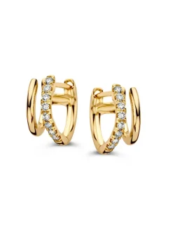 Geelgouden oorringen met diamant 0,20crt + Luxe Cadeau