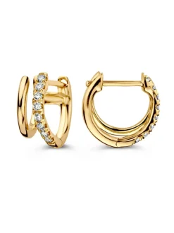 Geelgouden oorringen met diamant 0,20crt + Luxe Cadeau