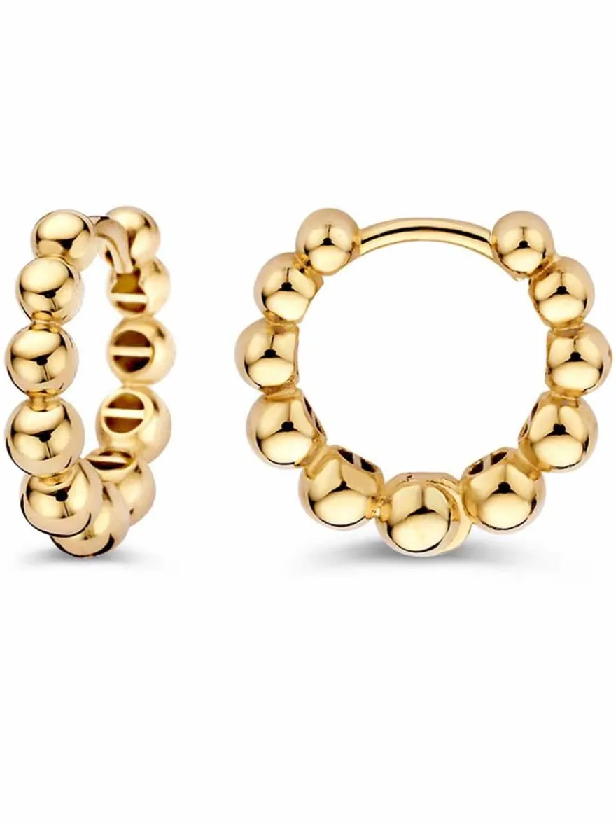 Geelgouden oorringen met bolletjes + Luxe Cadeau