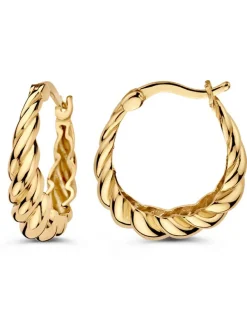 Geelgouden oorringen met getorste band + Luxe Cadeau
