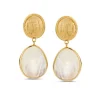 Geelgouden oorstekers met parelmoer + Luxe Cadeau