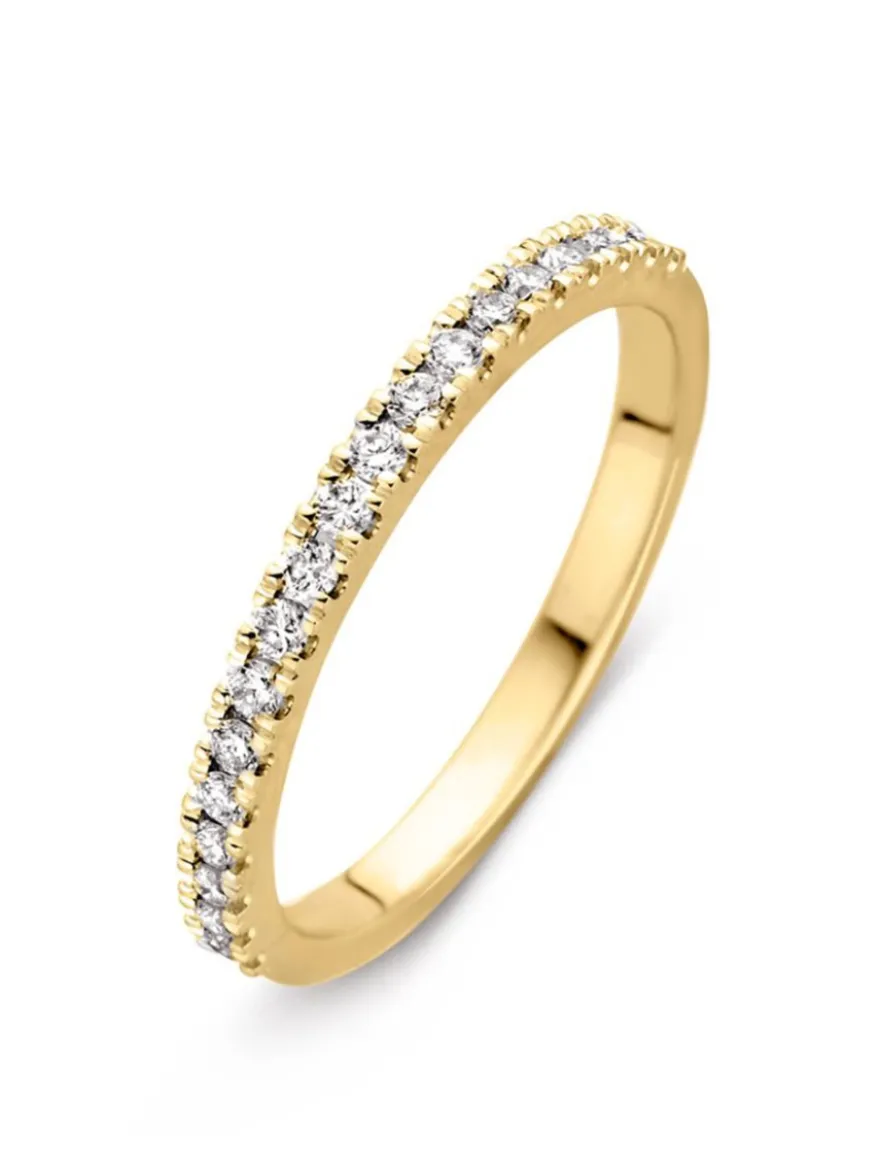 Geelgouden rijring met briljant (0,26crt.) + luxe cadeau