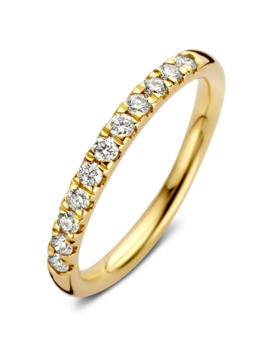 Geelgouden ring halfom zetting met diamant 0,31crt. + Luxe Cadeau