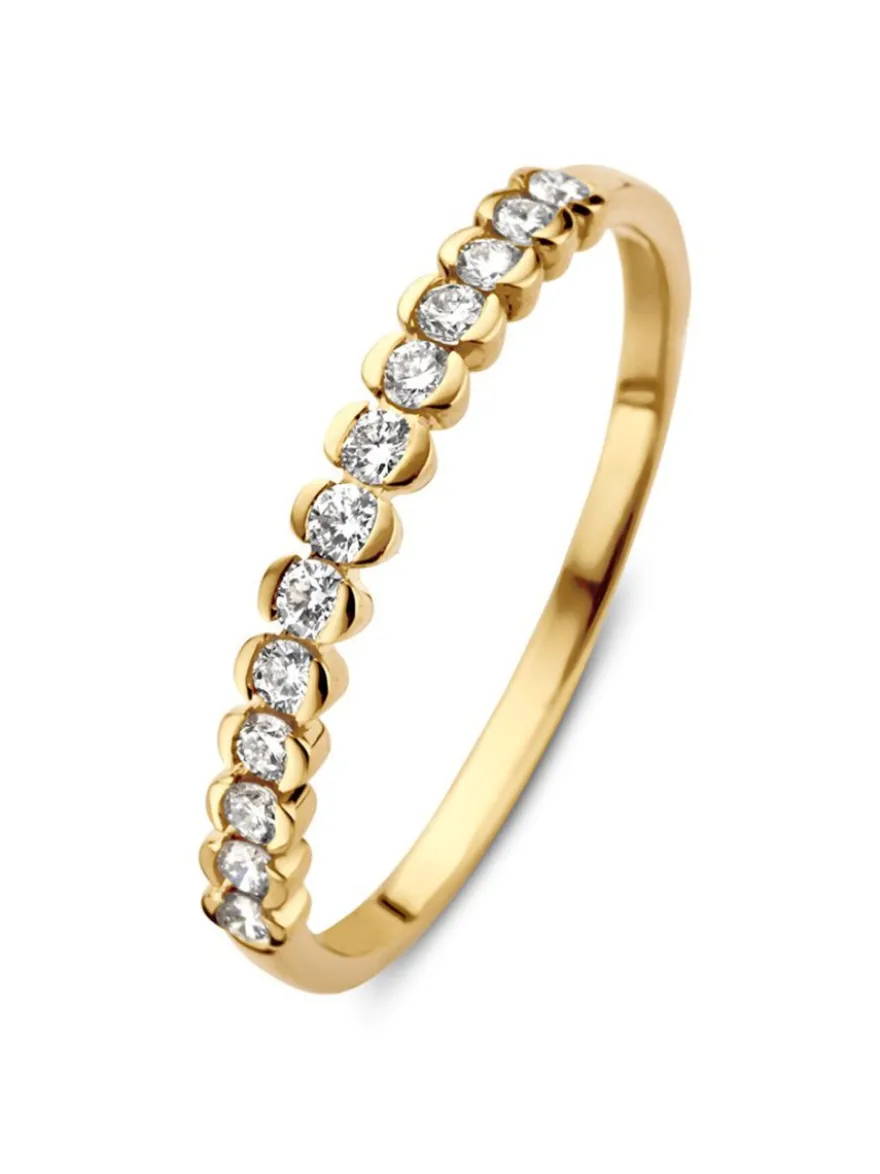 Geelgouden ring halfom zetting met diamant + Luxe Cadeau