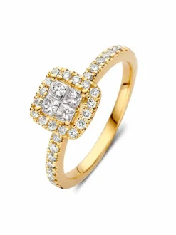 Geelgouden ring met briljant invisible zetting 0,58crt + Luxe Cadeau