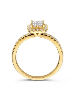Geelgouden ring met briljant invisible zetting 0,58crt + Luxe Cadeau