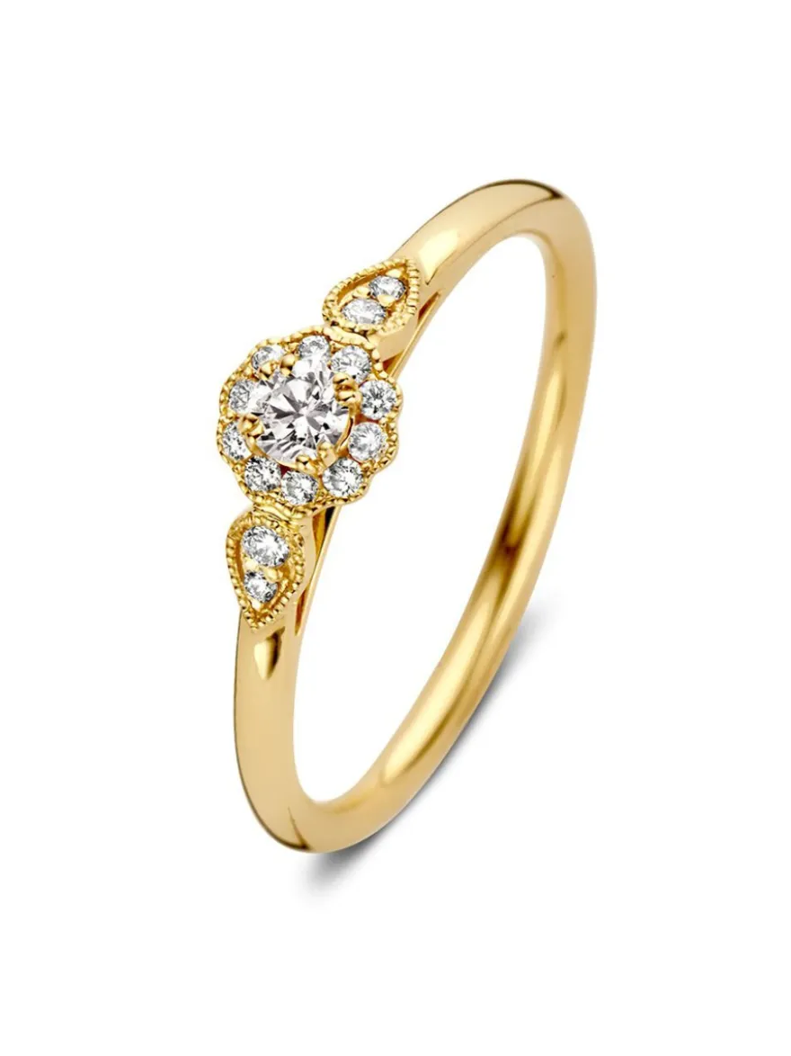Geelgouden ring met briljant 0,21crt. + Luxe Cadeau