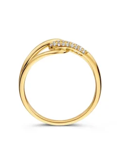 Geelgouden ring met gevlochten knoop en diamant 0,14crt + Luxe Cadeau