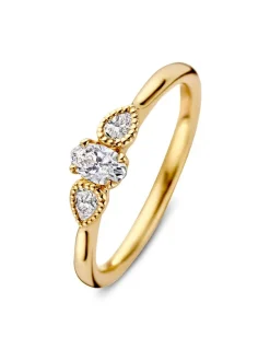 Geelgouden ring met ovale diamant 0,35crt. + Luxe Cadeau