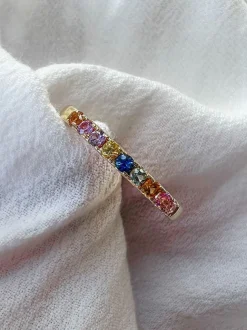 Geelgouden ring met rainbow saffier + Luxe Cadeau